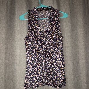 The Limited L sleeveless silky blouse -ruched back